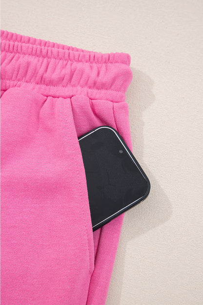 Solid Collared Top and Central Seam Pants Set