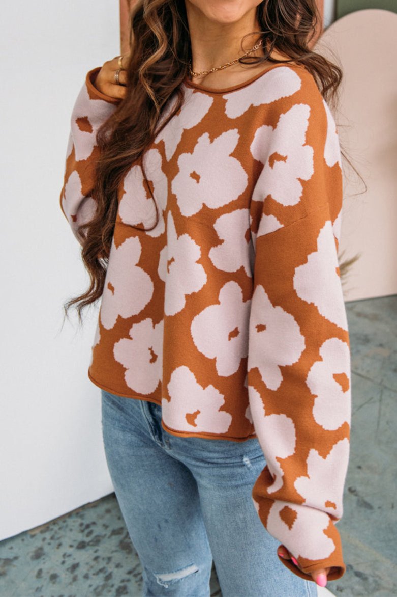 Floral Crewneck Long Sleeve Sweater