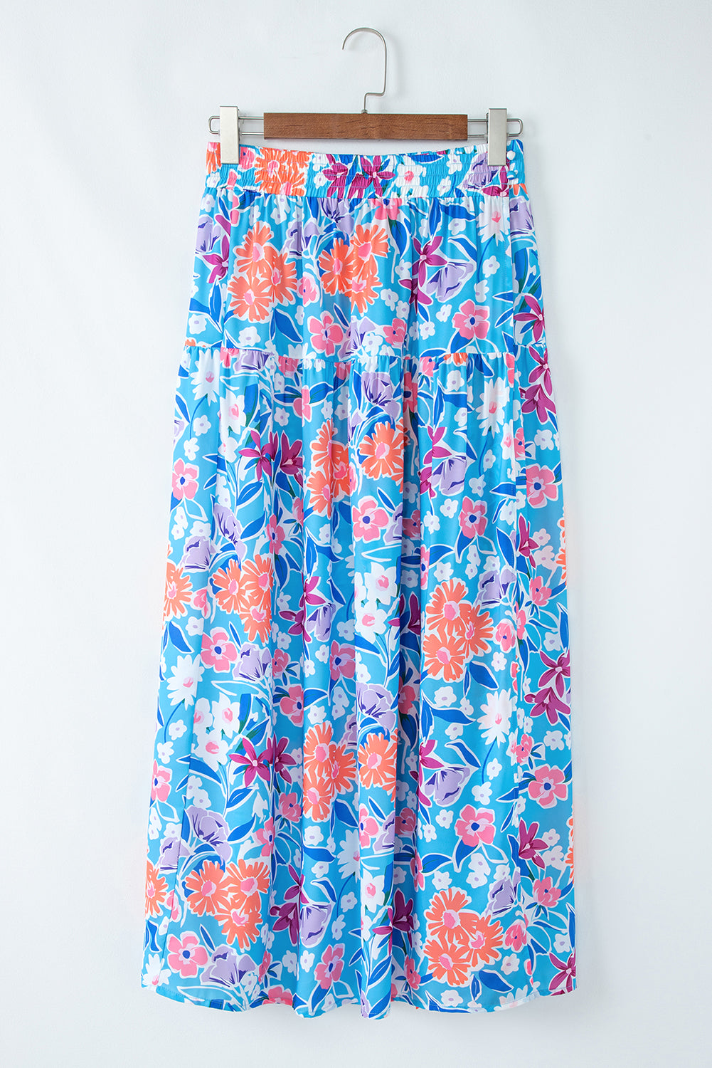 Floral High Waist Side Split Wrap Maxi Skirt