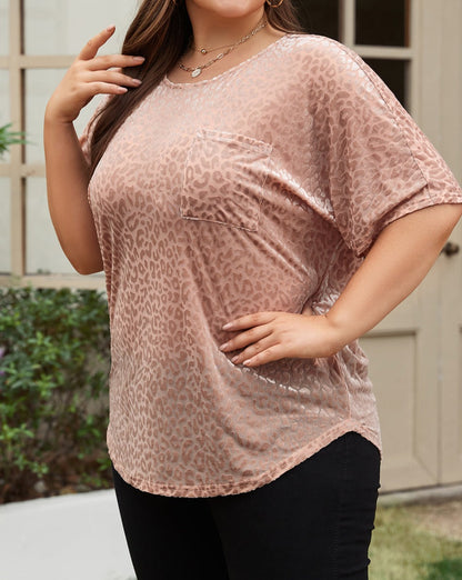 Leopard Short Sleeve T-Shirt Plus Size