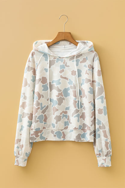 Camo Long Sleeve Hooded Pullover Top