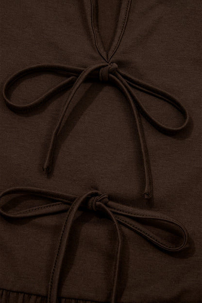 Plus Size Solid Bow-Tie Peplum Tank Top