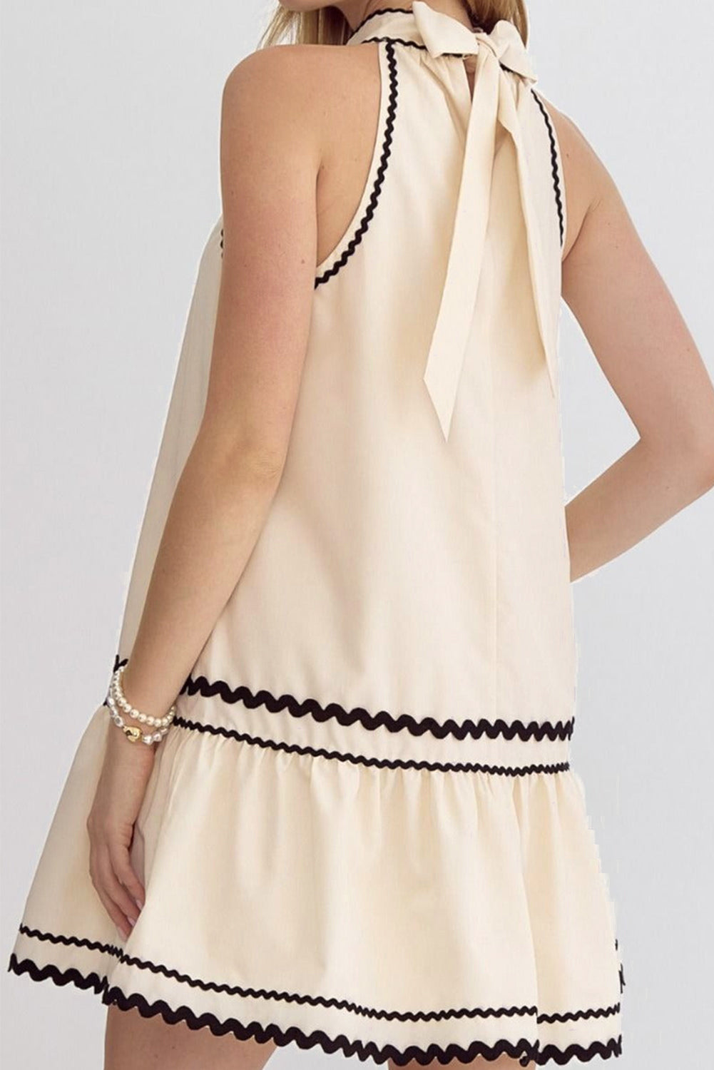 Stripe Ric-Rac Sleeveless Mini Dress