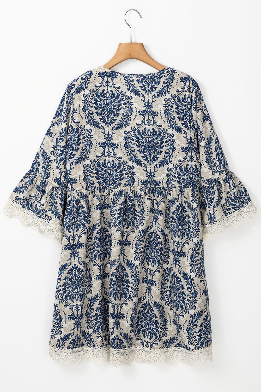 Boho Lace Trim 3/4 Sleeve Dress