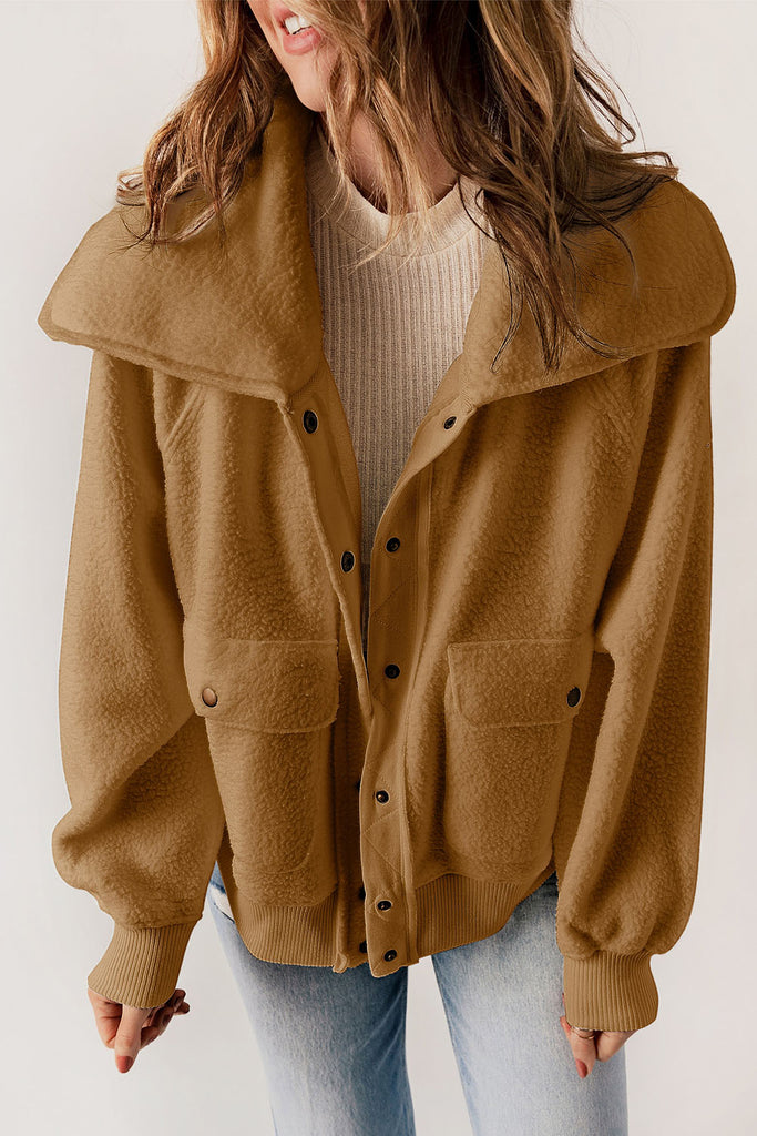 Fleece Button Flap Pocket Jacket