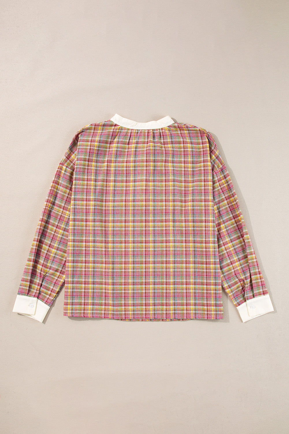 Plaid Patchwork Long Sleeve Blouse