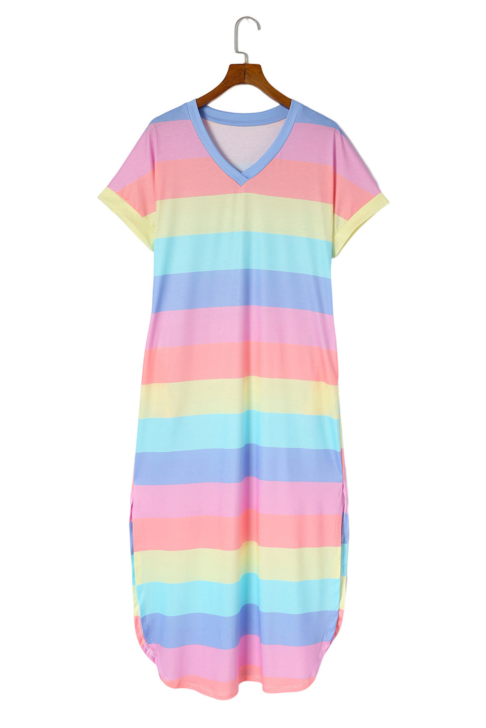 Stripe Short Sleeve Midi Dress