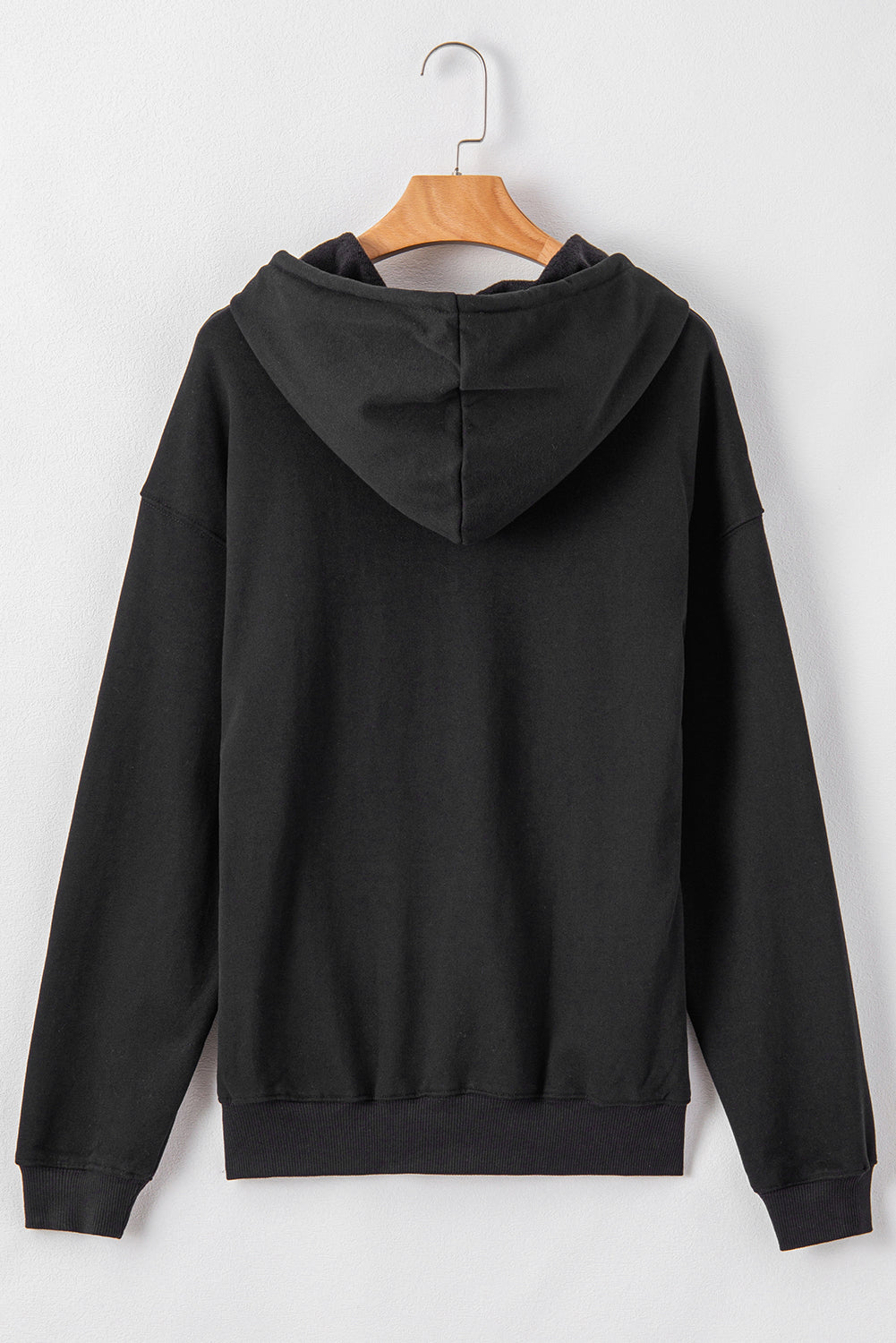 Fleece Lined Pocketed Drawstring Hoodie