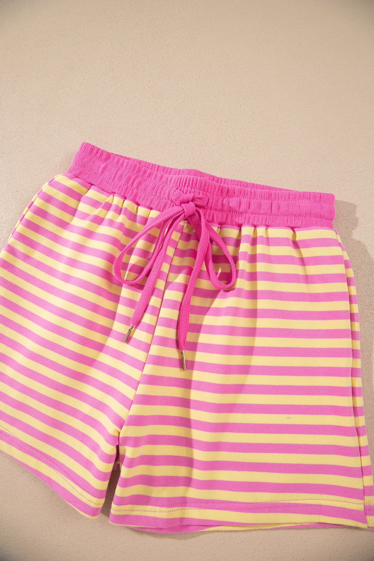 Stripe Long Sleeve Zip-Up Hoodie & Shorts Set