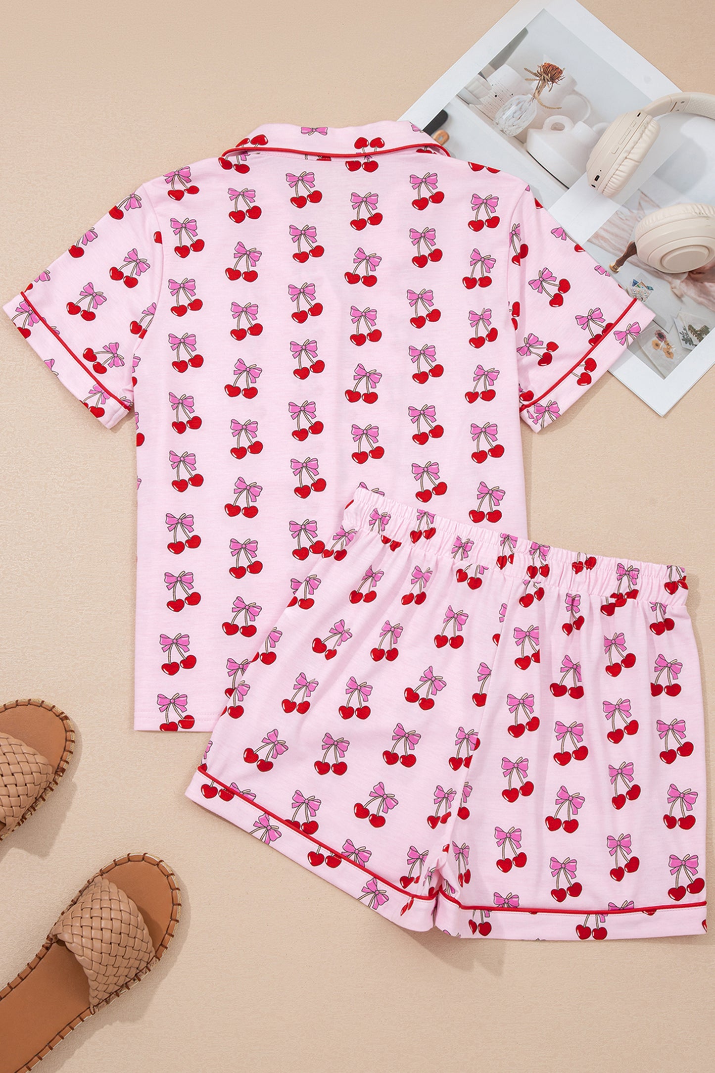 Valentine Cherry & Bow Top and Shorts Set