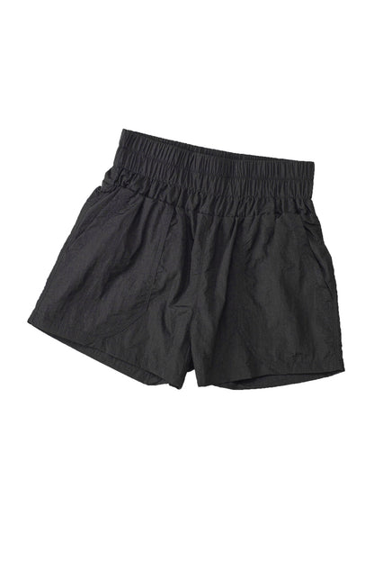 Elastic High Waist Pocketed Shorts