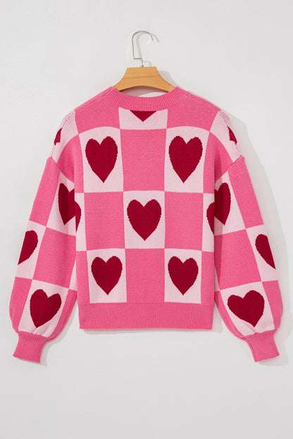 Valentine Heart Checker Crewneck Sweater