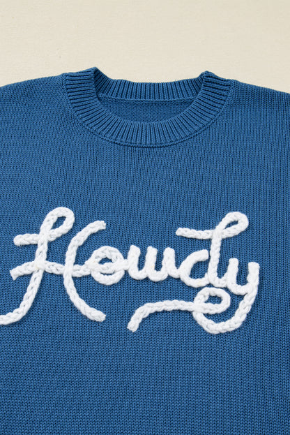 Western Howdy Embroidered Crewneck Sweater