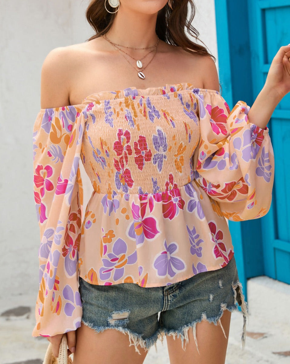 Floral Smocked Peplum Blouse