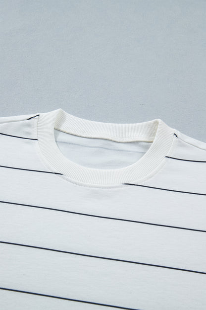 Stripe Short Sleeve Tee & Drawstring Shorts Set