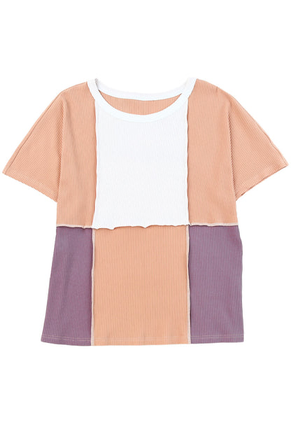 Colorblock Ribbed Reverse Seam Top