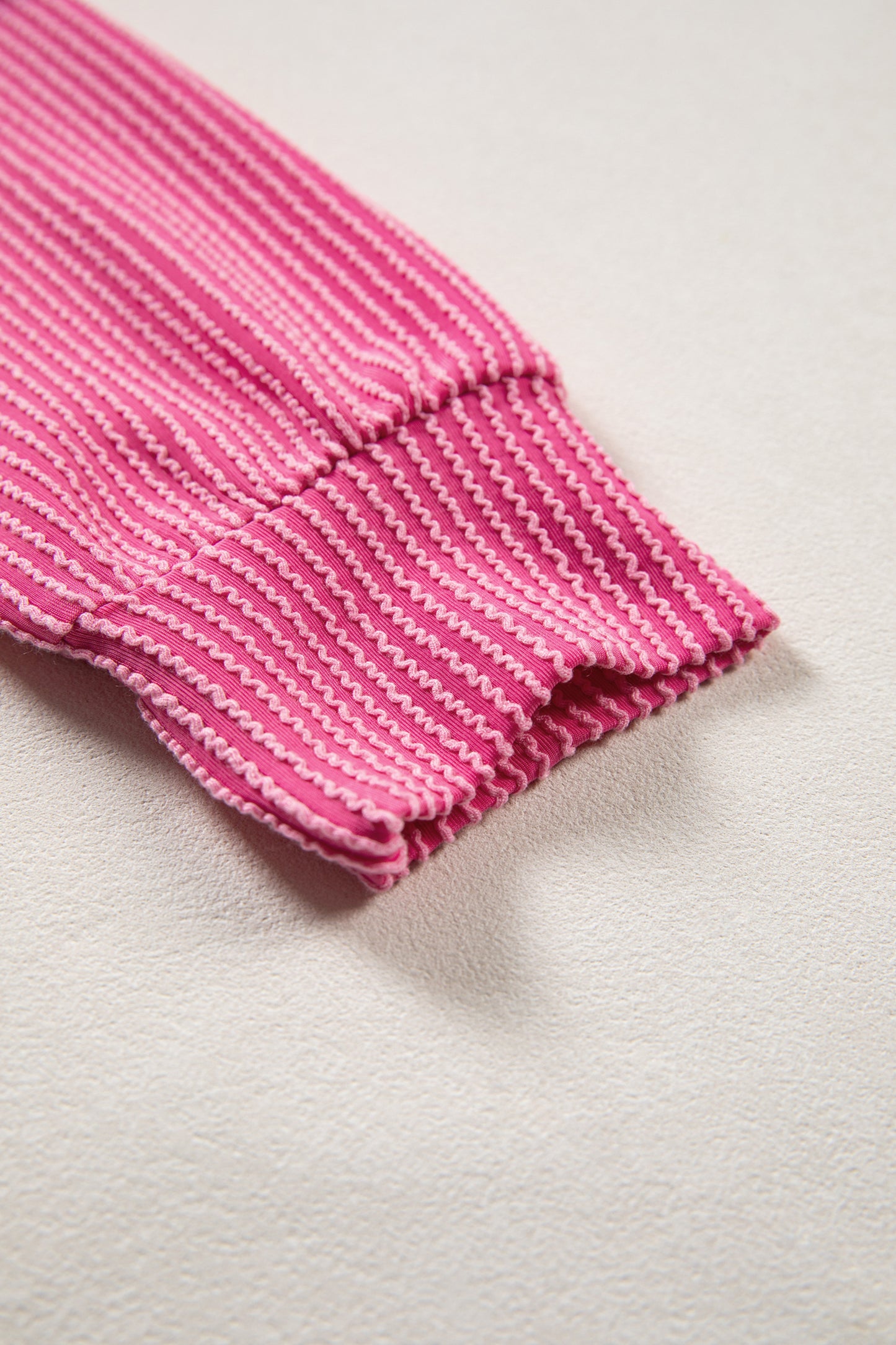 Stripe V-Neck Corded Knit Long Sleeve Top