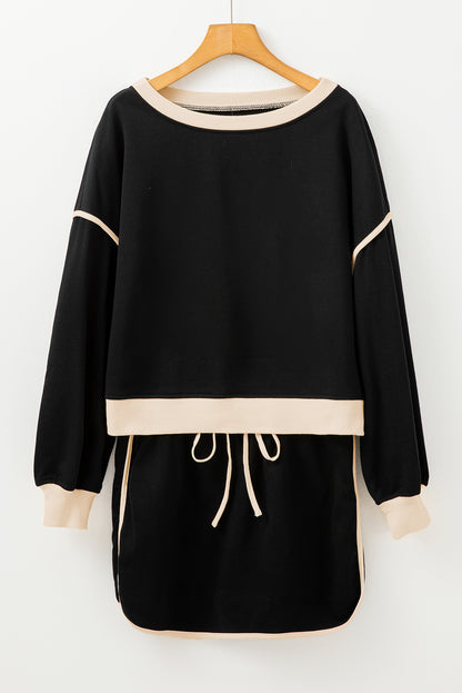 Colorblock Long Sleeve Top and Skort Set