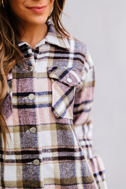 Plaid Button Front Pocketed Shacket