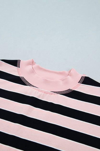 Stripe Oversized Long Sleeve Top & Shorts Set