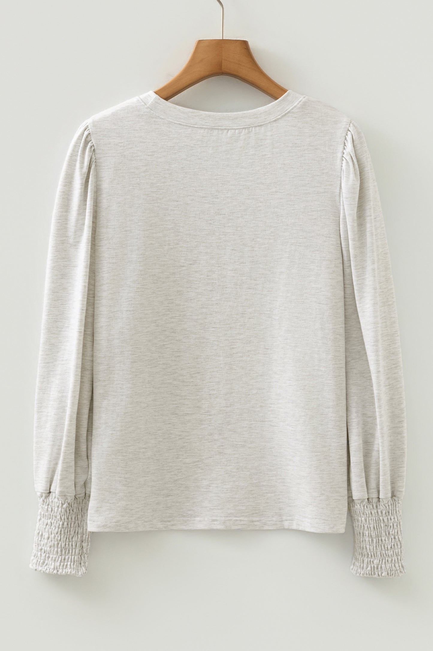 Solid Shirred Peasant Long Puff Sleeve Top