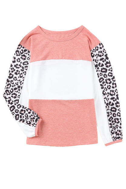 Leopard Colorblock Long Sleeve Top