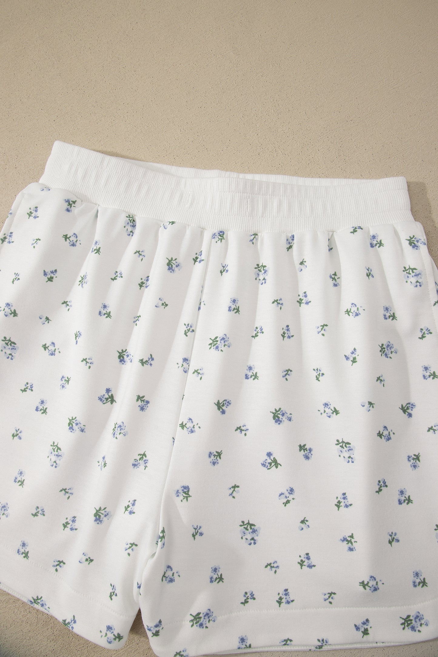 Floral Half Zip Top & Drawstring Shorts Set