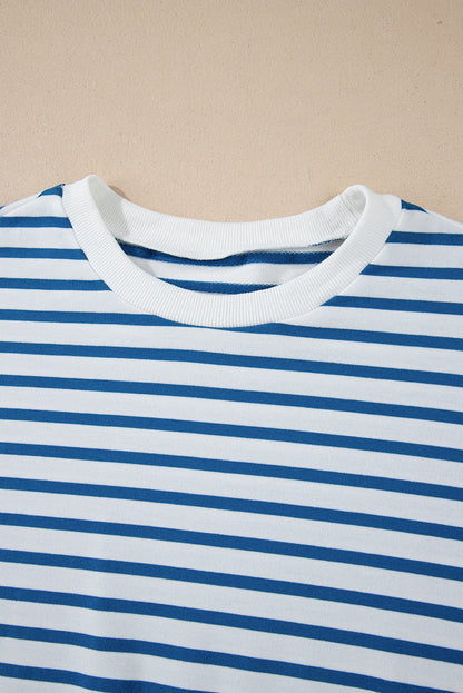 Stripe Drop Shoulder Crewneck Sweatshirt