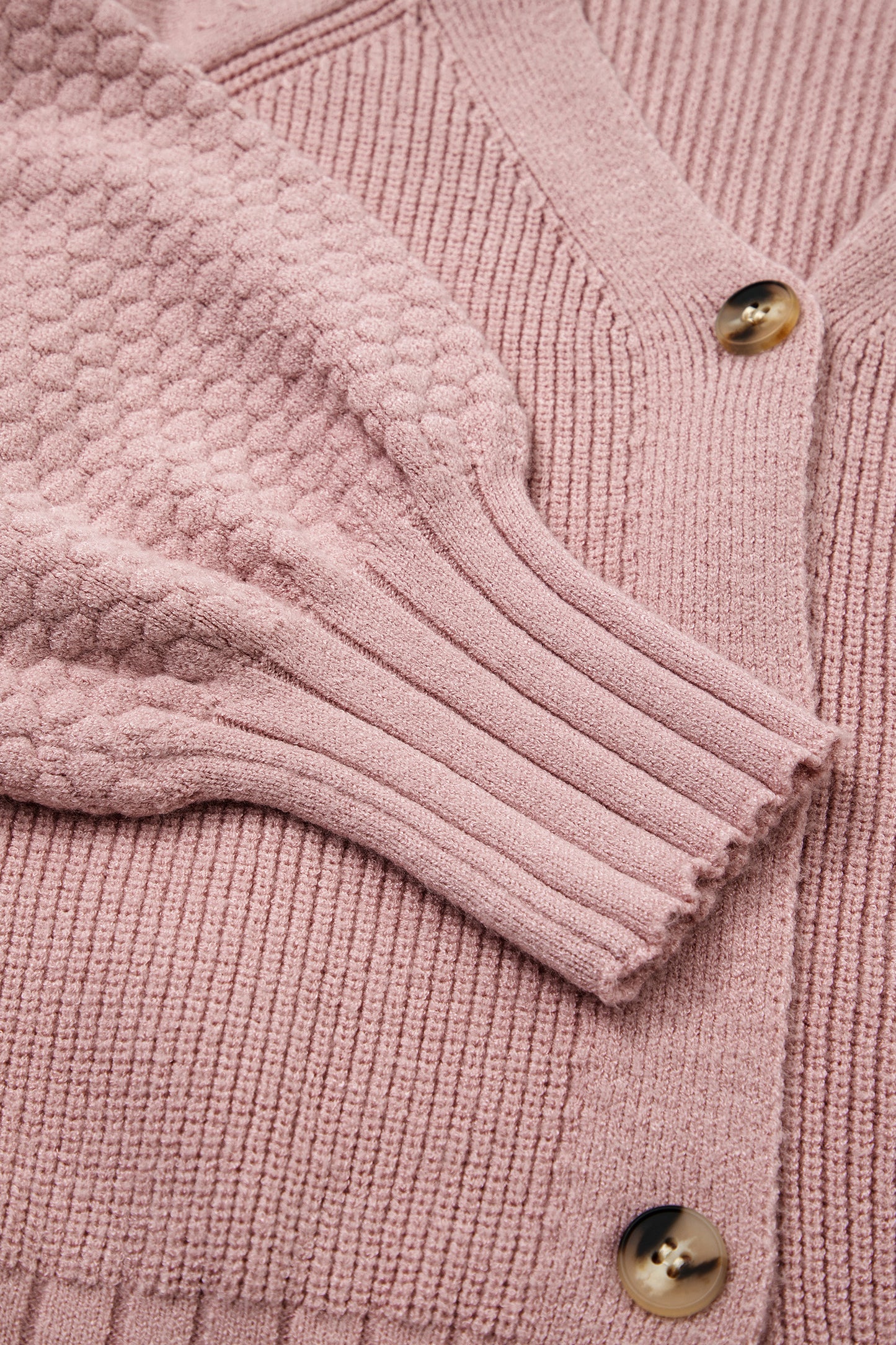 Textured Knit Button Front V-Neck Cardigan