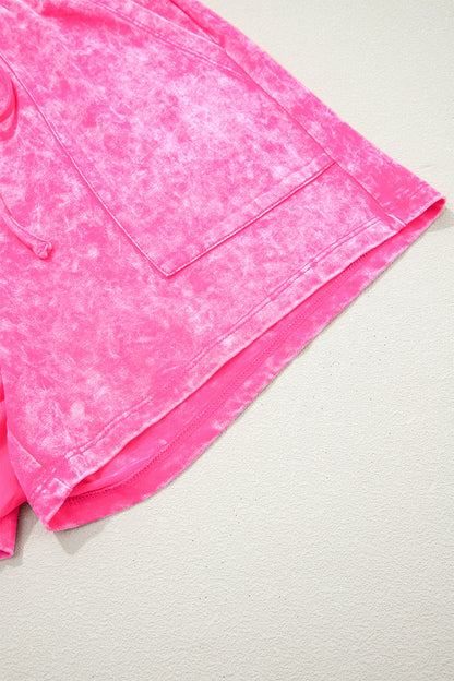 Mineral Wash Top & Drawstring Shorts Set