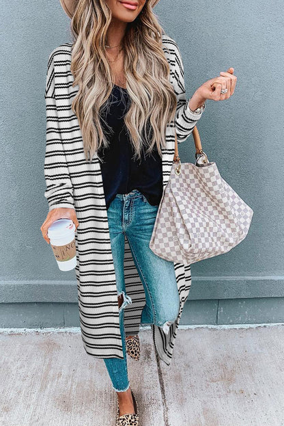 Stripe Open Front Duster Cardigan