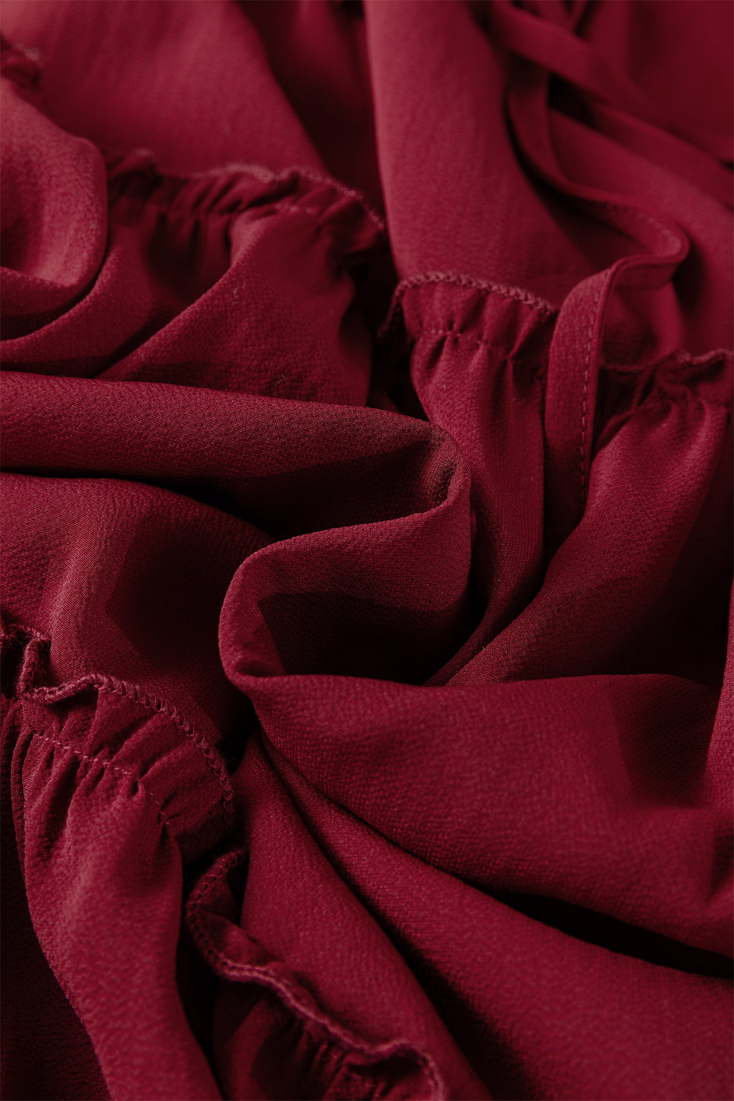 Solid Frilled Tiered Drawstring Waist Maxi Skirt