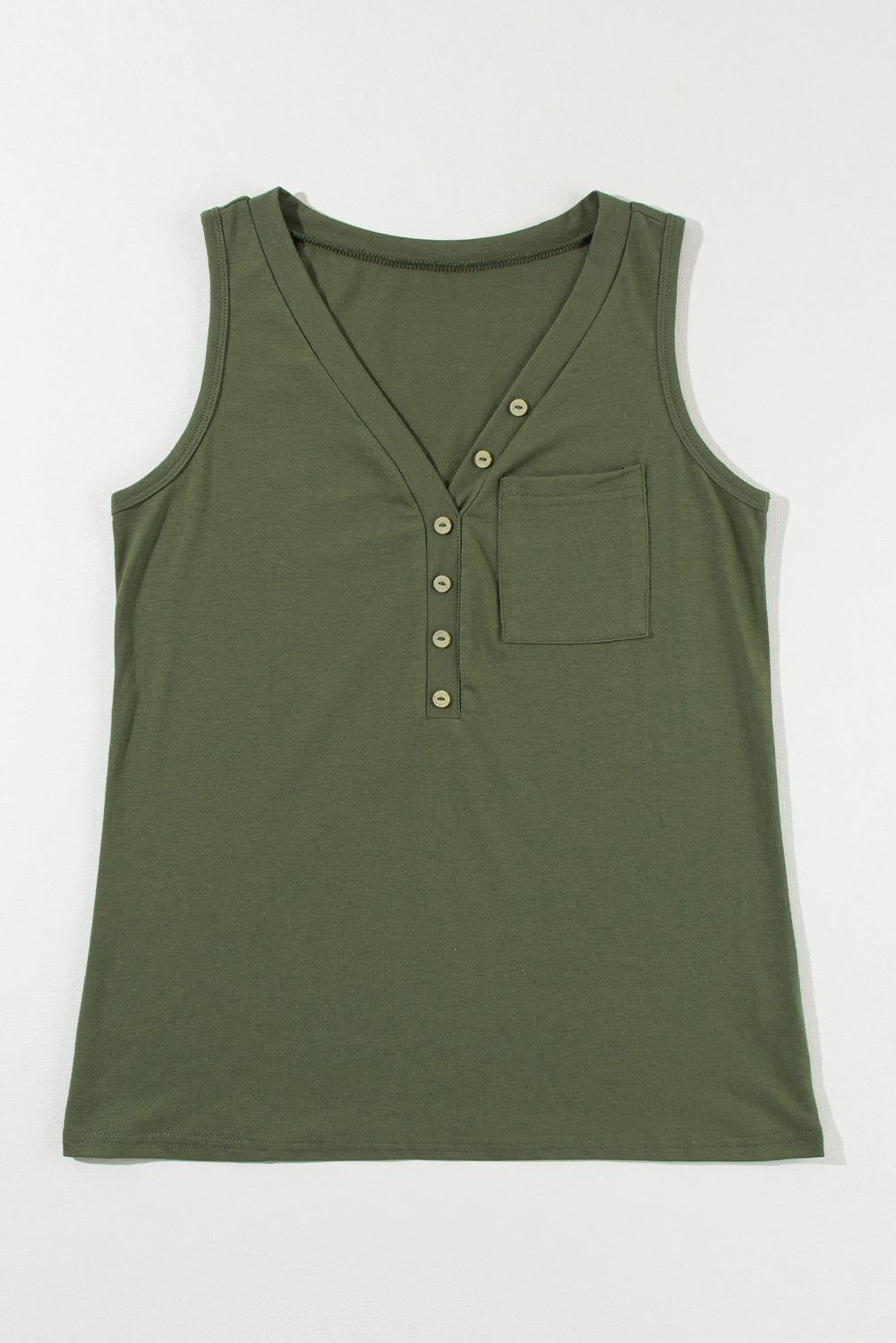 Half Buttoned V-Neck Tank Top