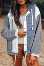 Quilted Waffle Patchwork Hooded Jacket