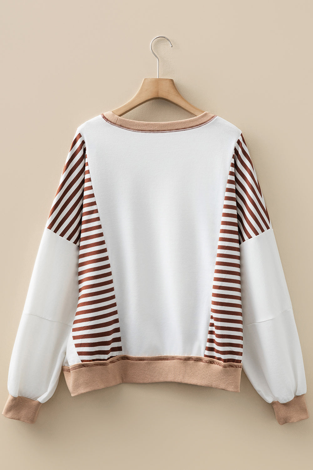 Stripe Colorblock Patchwork Contrast Stitch Sweatshirt