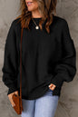 Puff Sleeve Pocketed Crewneck Sweater