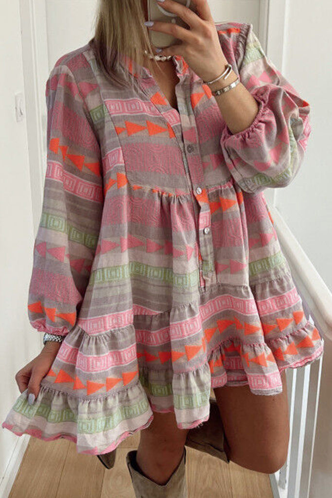 Stripe Puff Sleeve Babydoll Dress