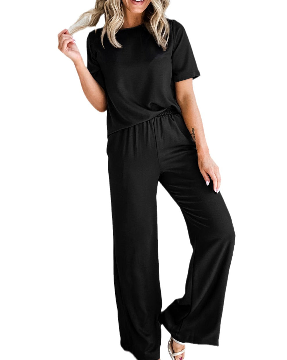 T-Shirt and Wide Leg Pants Set