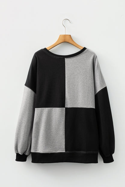 Colorblock Crewneck Henley Sweatshirt