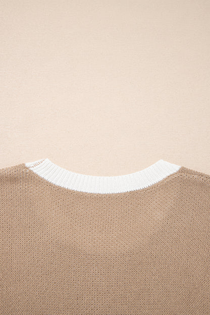 Western Horseshoe Contrast Trim Short Sleeve Sweater