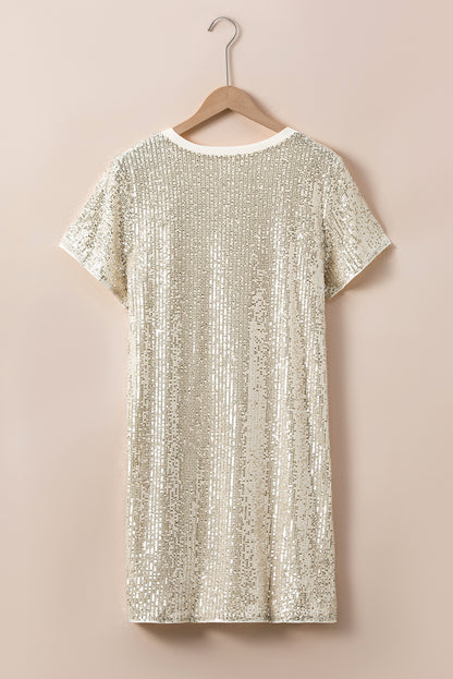 Plus Size Sequin Short Sleeve T-Shirt Dress