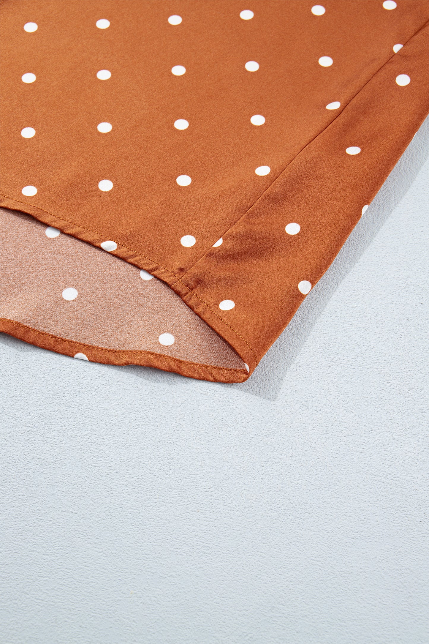 Polka Dot Half Button V-Neck Long Sleeve Blouse