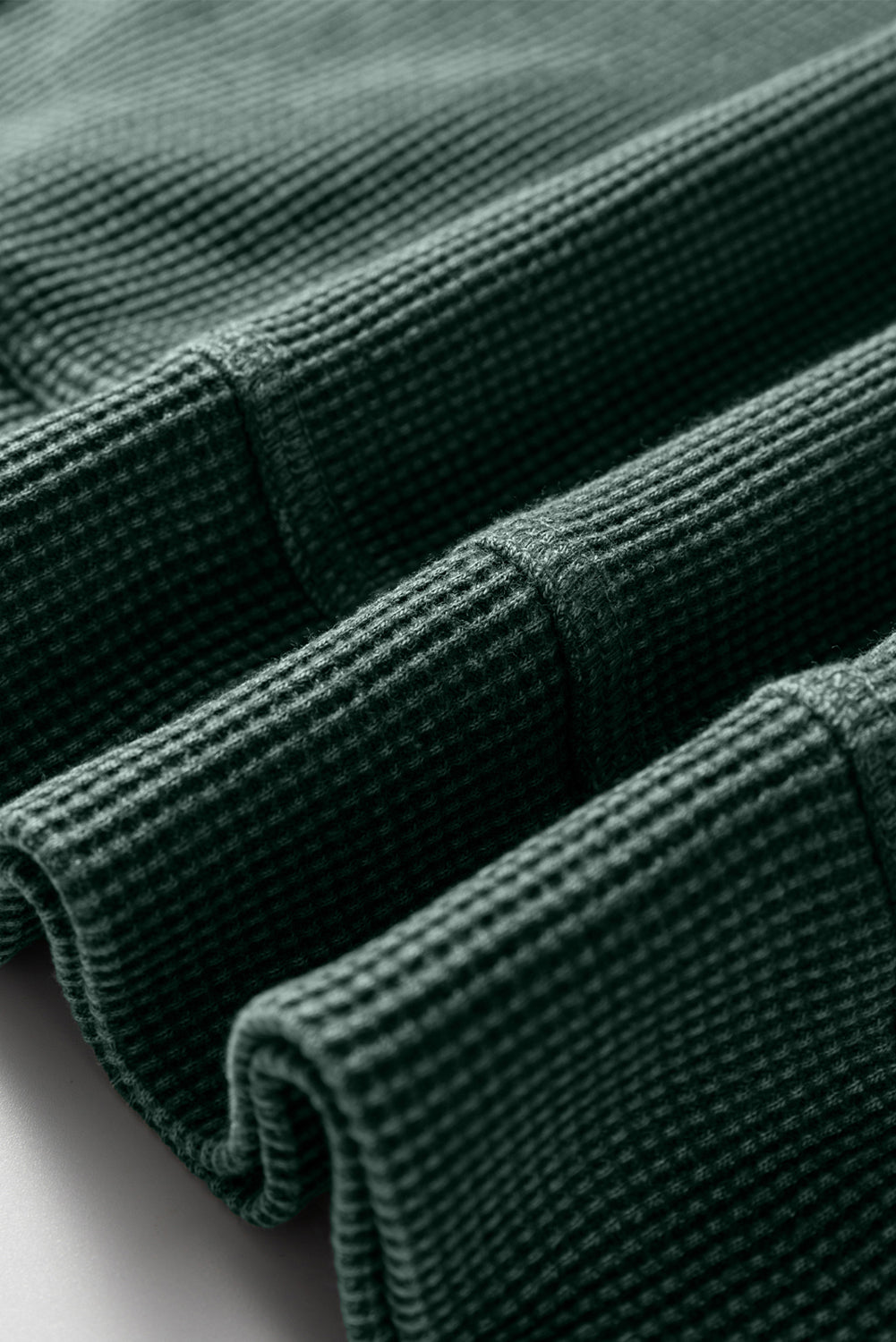 Waffle Knit Patchwork Long Sleeve Top