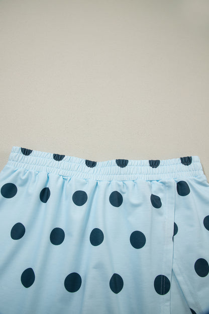 Polka Dot Ribbed Trim Tank & Mini Skort Set