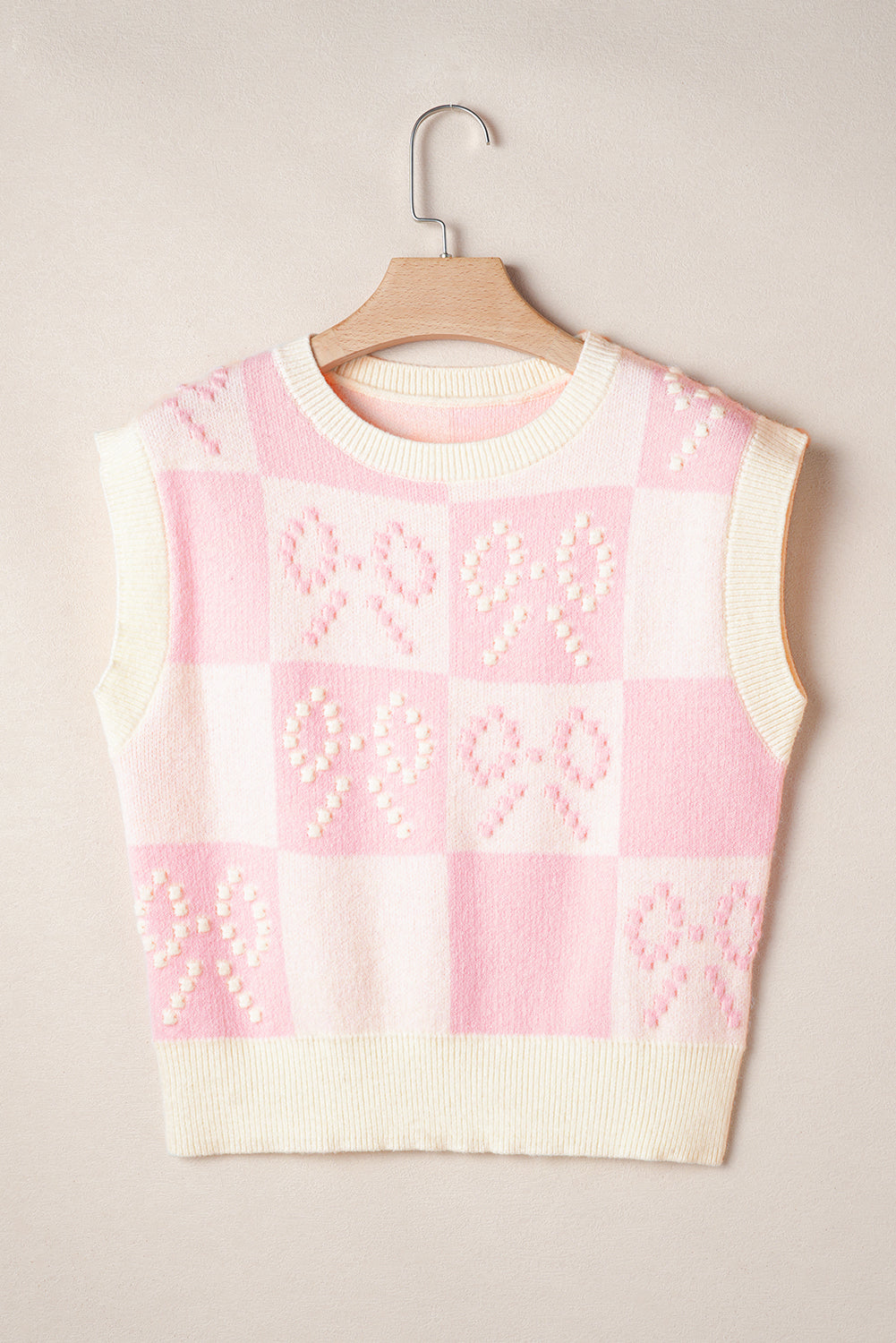 Bow Checker Sweater Top