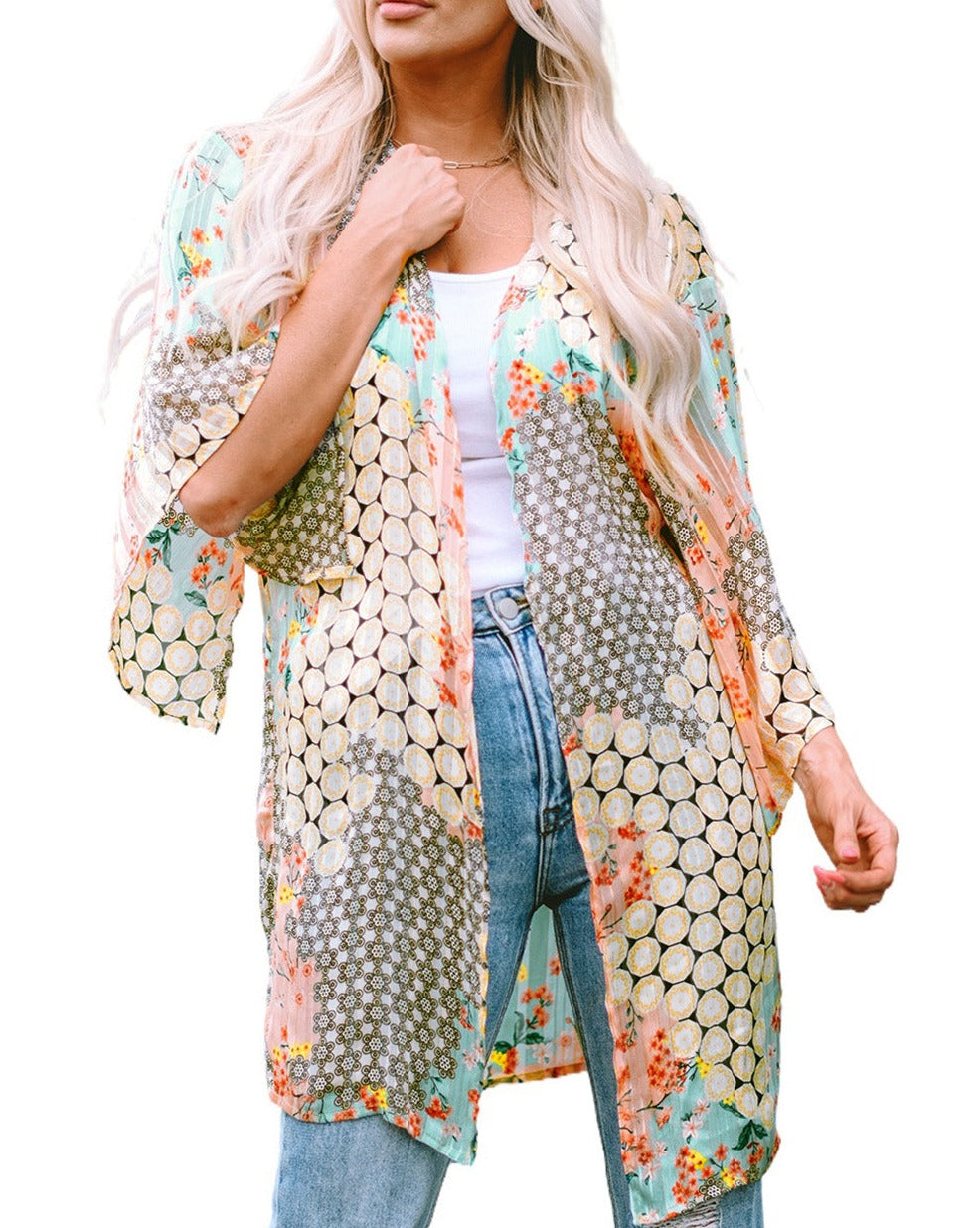 Floral Semi Sheer Kimono