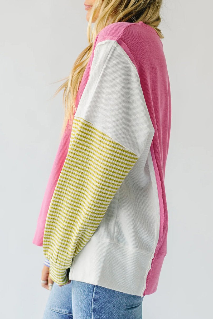 Stripe Reverse Seam Long Sleeve Top