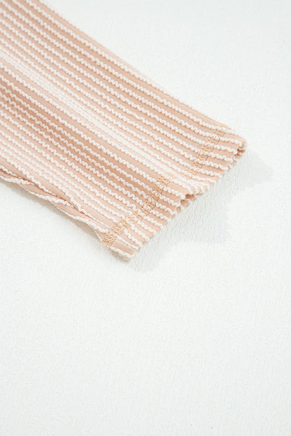 Solid Corded Knit Long Sleeve Top