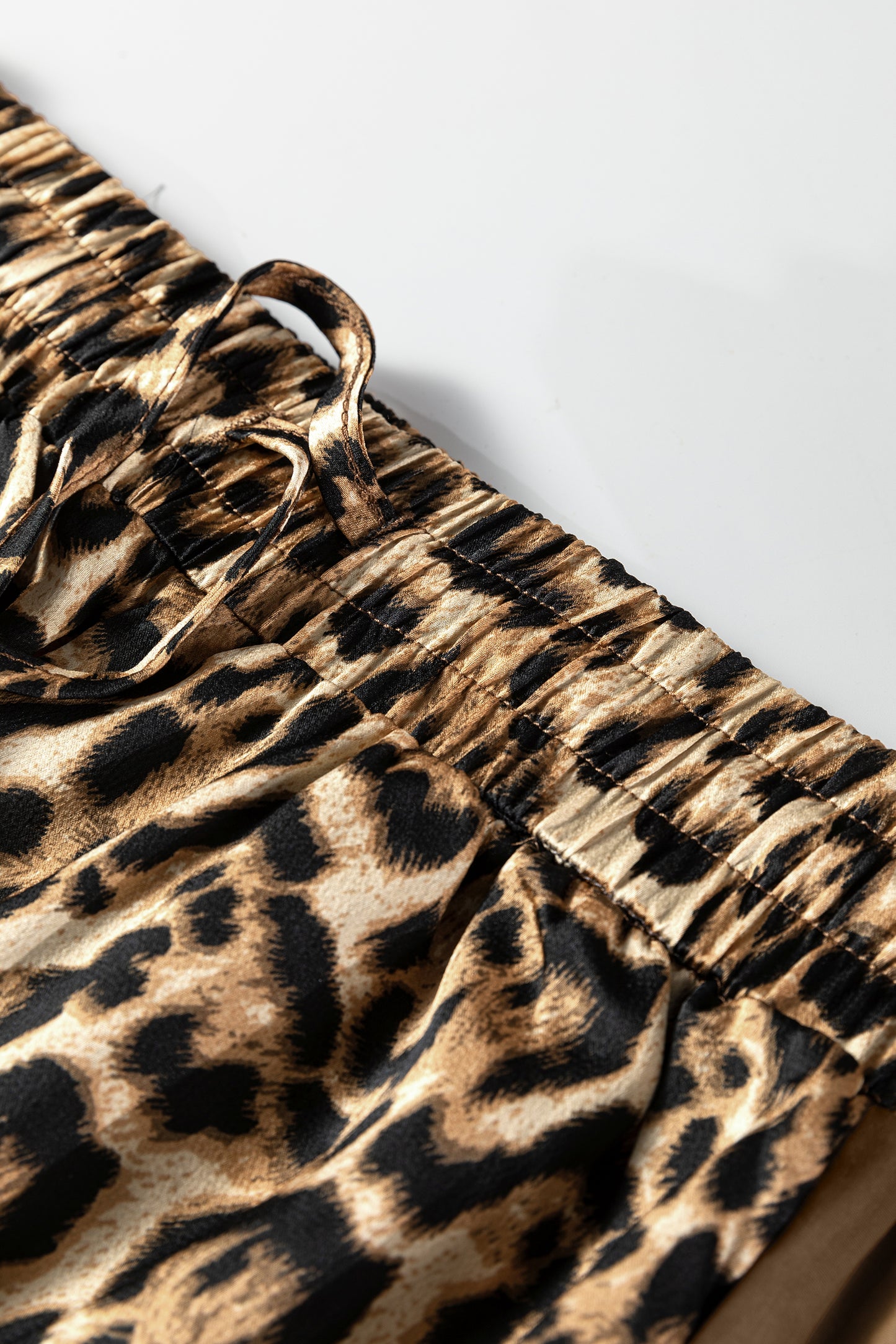 Leopard Collared 3/4 Sleeve Shirt and Pants Set