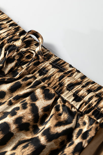 Leopard Collared 3/4 Sleeve Shirt and Pants Set